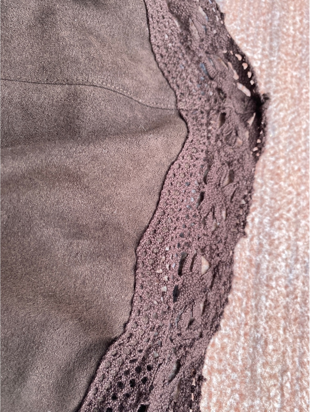 Espresso brown asymmetrical lace trim skirt RQT size 12 western indie sleaze Y2K - Picture 3 of 6